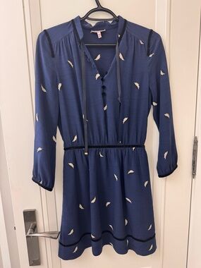 Juicy Couture Navy Dress with Cream Feather Accents